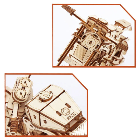 Puzzle 3D Moto en Bois – Maquette Cruiser Vintage à Assembler