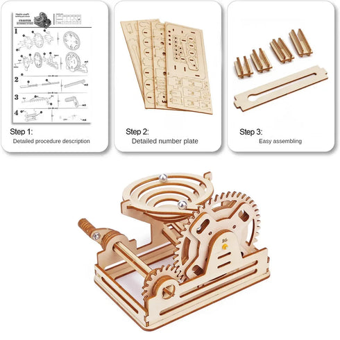 3D Wooden Marble Run Puzzles Toys Assemble Construction Building Blocks Model Set DIY Montessori Kids Mechanical Maze Track Gift