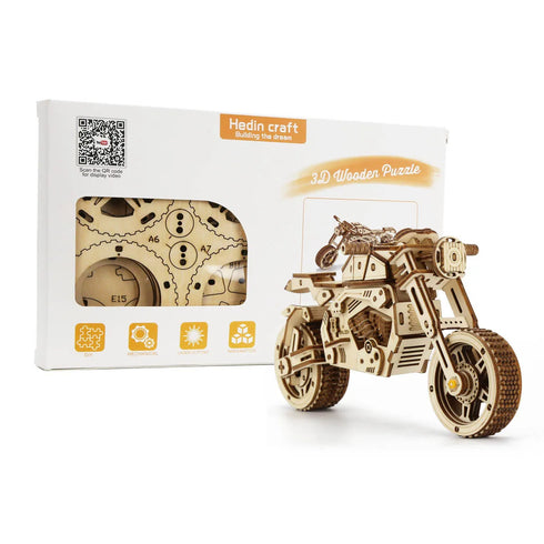 Puzzle 3D Moto en Bois – Maquette Cruiser Vintage à Assembler