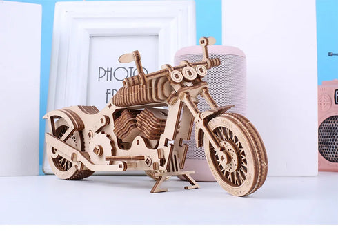 Wooden Motorcycle Mechanical Puzzles 3d Easy Assemble Building Blocks Kits for Teens Adults DIY Cyberpunk Collection Models Gift