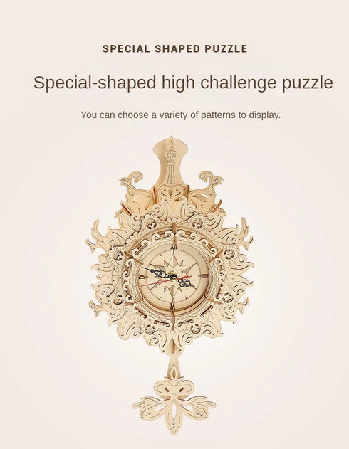 DIY Wooden Wall Clock Model Toys Assembling Retro Wood Building Blocks Kits for Teens Adults 3D Puzzles Electronic Watch Gift