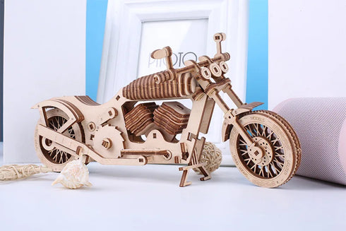 Wooden Motorcycle Mechanical Puzzles 3d Easy Assemble Building Blocks Kits for Teens Adults DIY Cyberpunk Collection Models Gift