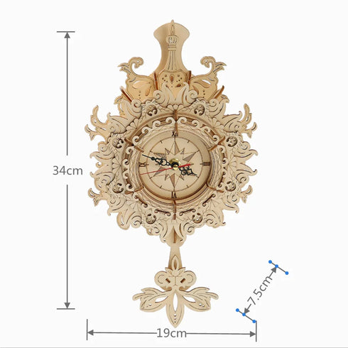 DIY Wooden Wall Clock Model Toys Assembling Retro Wood Building Blocks Kits for Teens Adults 3D Puzzles Electronic Watch Gift