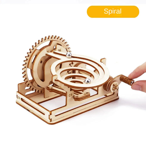3D Wooden Marble Run Puzzles Toys Assemble Construction Building Blocks Model Set DIY Montessori Kids Mechanical Maze Track Gift