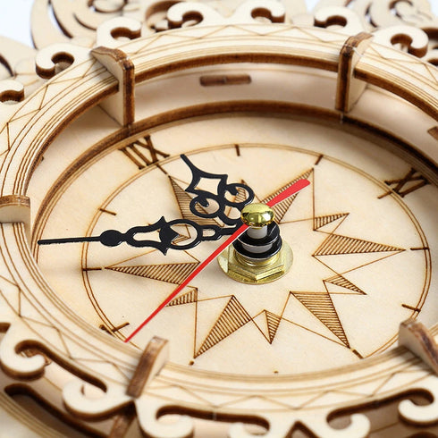 DIY Wooden Wall Clock Model Toys Assembling Retro Wood Building Blocks Kits for Teens Adults 3D Puzzles Electronic Watch Gift