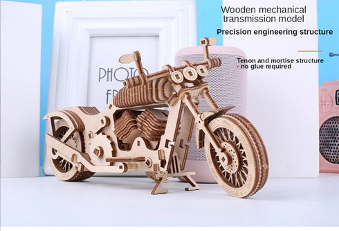 Wooden Motorcycle Mechanical Puzzles 3d Easy Assemble Building Blocks Kits for Teens Adults DIY Cyberpunk Collection Models Gift