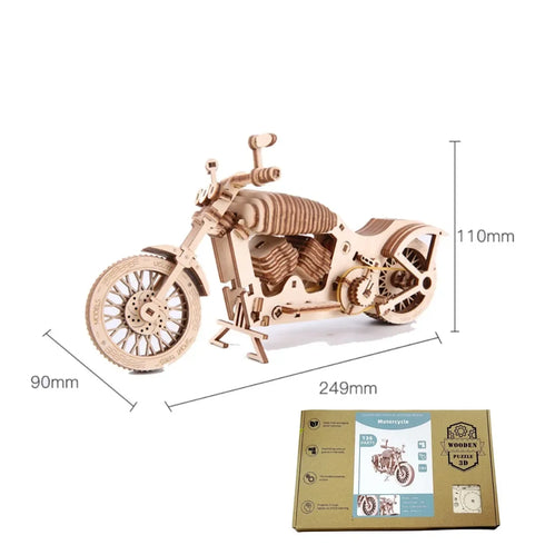 Wooden Motorcycle Mechanical Puzzles 3d Easy Assemble Building Blocks Kits for Teens Adults DIY Cyberpunk Collection Models Gift
