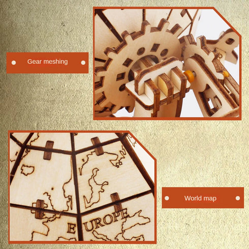 Puzzle 3D Globe Terrestre en Bois – Maquette Rotative à Assembler